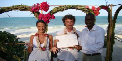 Wedding Certificate zanzibar accommodations deals